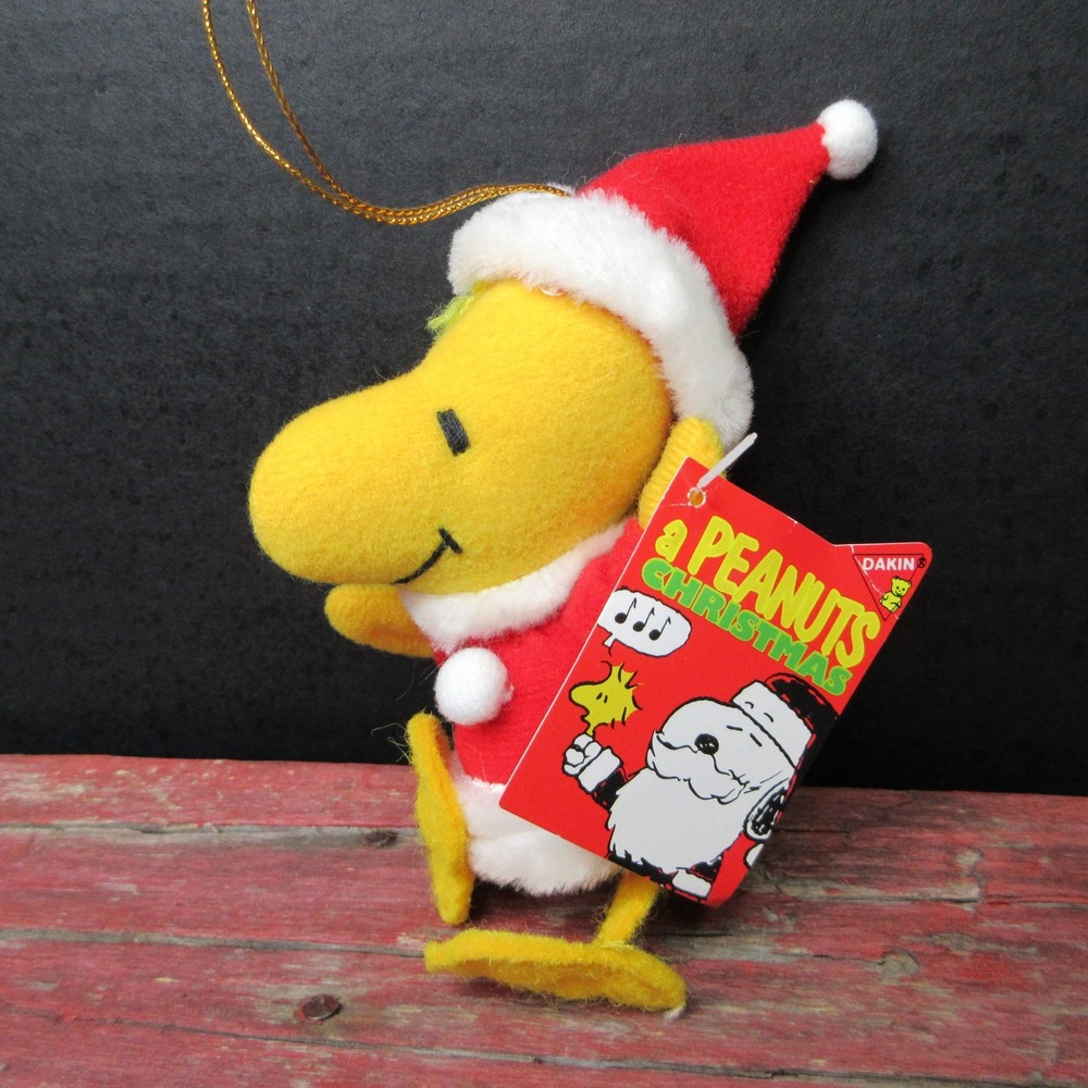Vintage Dakin Peanuts Christmas Woodstock Santa Hat Plush Ornament New with Tags
